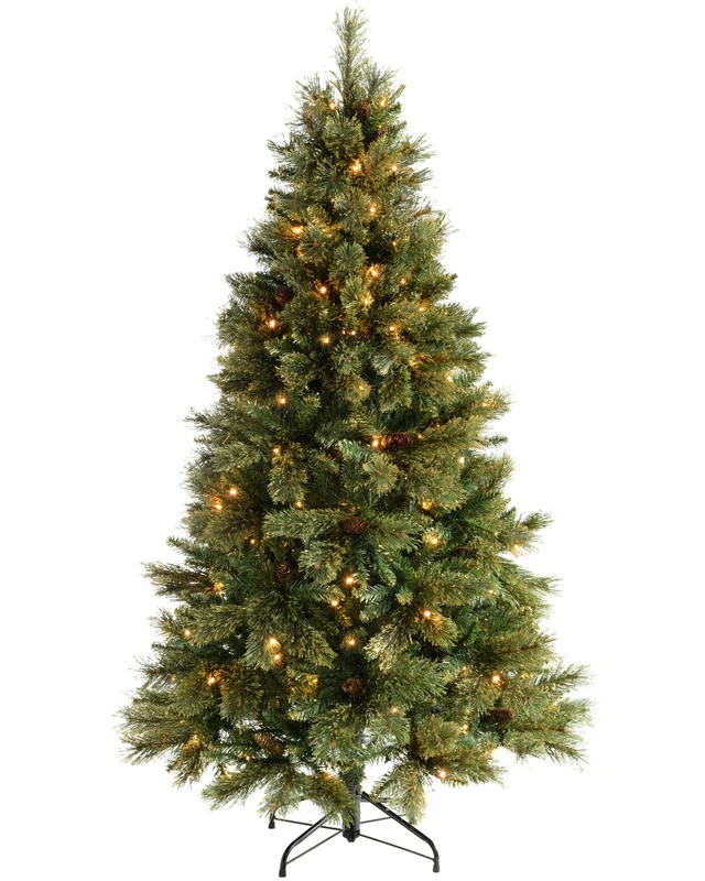 WeRChristmas Pre-Lit Shimmering Champagne Multi-Function Christmas Tree with 300-LED Lights, 6 feet/1.8 m - Green