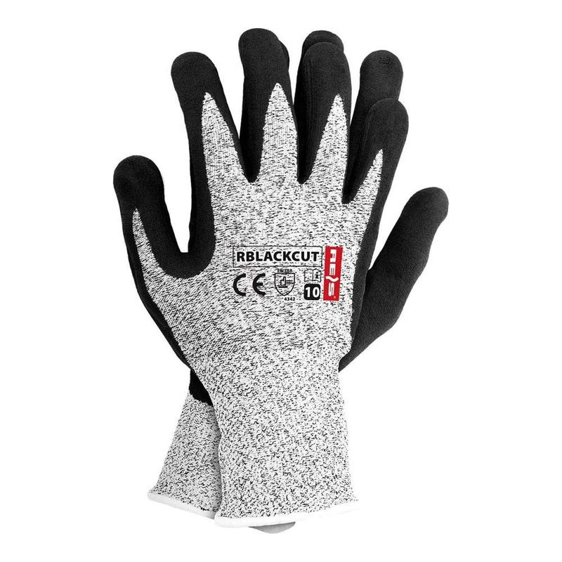 Reis RBLACKCUT Protective Gloves, Black-White-Black, 10 Size, Pack of 12 - Image 1