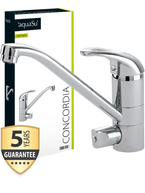 Aquasu Concordia Single-Handle Mixer Tap for Sinks with Dish Rinser Low Pressure Chrome 77200 6 – Pack of 1