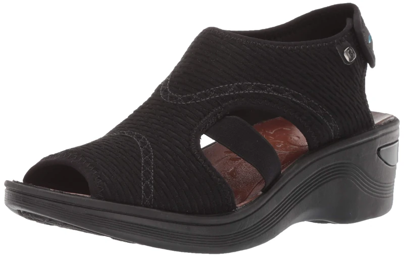 BZees Women's Dream Sandal, Black Mesh, 8 M US
