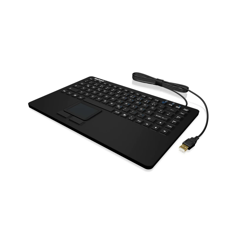 KeySonic KSK-5230 IN (US) Silicone Keyboard with Touchpad Waterproof Antimicrobial Industrial Keyboard Heat Resistant Black 28076 - Image 1