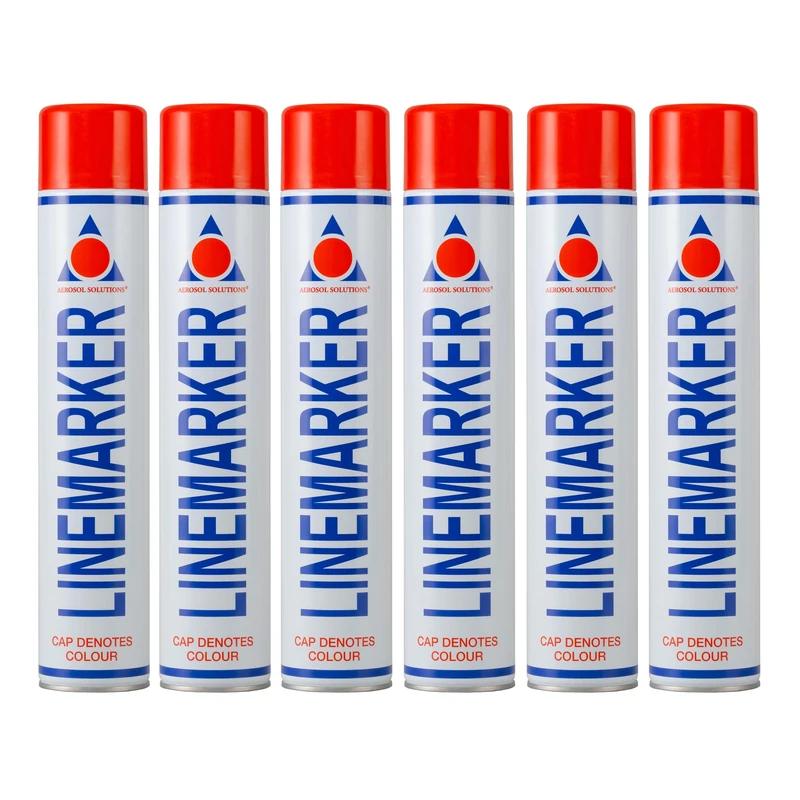 Aerosol Solutions Line Marker, Grass and Road Spray Paint, Red, 750 ml (Pack of 6)