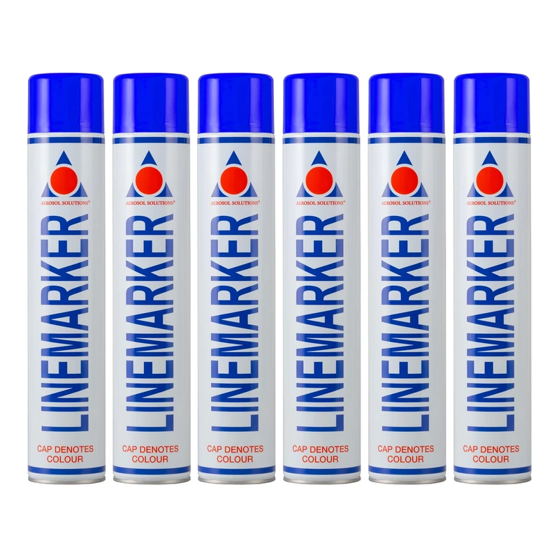 Aerosol Solutions Line Marker, Grass and Road Spray Paint, Blue, 750 ml (Pack of 6)