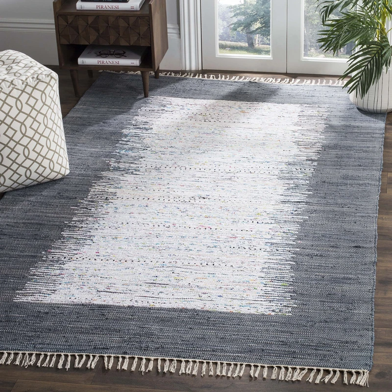 Safavieh Modern Indoor Flatweave Rectangle Area Rug, Montauk Collection, MTK711, in Ivory / Grey, 122 X 183 cm for Living Room, Bedroom or Any Indoor Space
