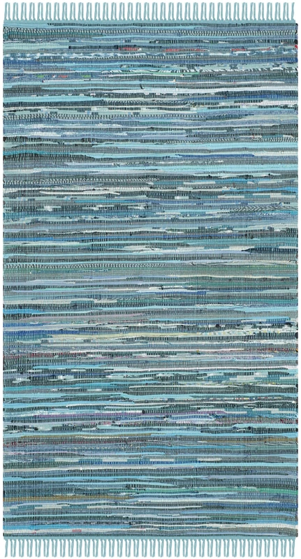 Safavieh Modern Indoor Flatweave Rectangle Area Rug, Rag Rug Collection, RAR121, in Blue / Multi, 91 X 152 cm for Living Room, Bedroom or Any Indoor Space
