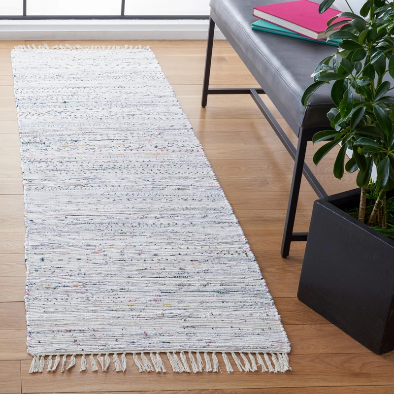 Safavieh Modern Indoor Flatweave Runner Area Rug, Rag Rug Collection, RAR121, in Ivory / Multi, 69 X 244 cm for Living Room, Bedroom or Any Indoor Space - Image 1