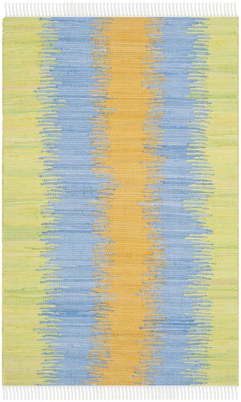 Safavieh Modern Indoor Flatweave Rectangle Area Rug, Montauk Collection, MTK710, in Green / Gold, 91 X 152 cm for Living Room, Bedroom or Any Indoor Space