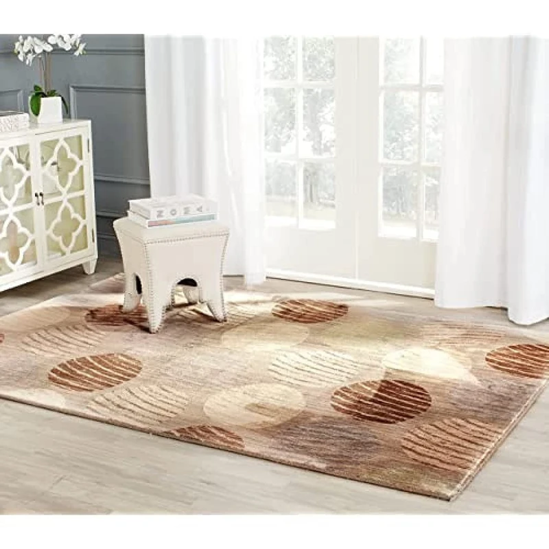 Safavieh Contemporary Indoor Woven Rectangle Area Rug, Infinity Collection, INF543, in Taupe / Beige, 155 X 229 cm for Living Room, Bedroom or Any Indoor Space