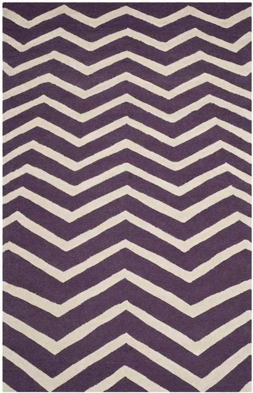 Safavieh Contemporary Indoor Hand Tufted Rectangle Area Rug, Cambridge Collection, CAM714, in Purple / Ivory, 91 X 152 cm for Living Room, Bedroom or Any Indoor Space