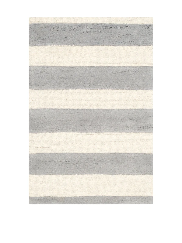 Safavieh Modern Indoor Hand Tufted Rectangle Area Rug, Cambridge Collection, CAM154, in Grey / Ivory, 91 X 152 cm for Living Room, Bedroom or Any Indoor Space