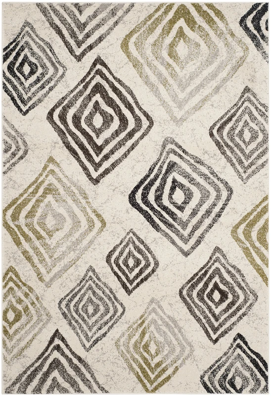Safavieh Modern Indoor Woven Rectangle Area Rug, Porcello Collection, PRL4820, in Ivory / Brown, 79 X 152 cm for Living Room, Bedroom or Any Indoor Space