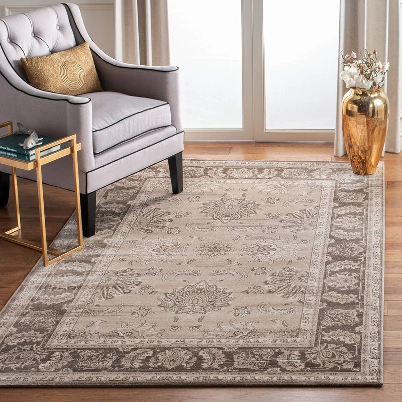 Safavieh Traditional Indoor Woven Rectangle Area Rug, Vintage Collection, VTG265, in Beige / Light Brown, 122 X 170 cm for Living Room, Bedroom or Any Indoor Space