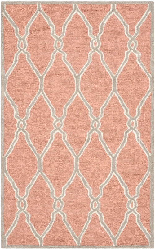 Safavieh Modern Indoor Hand Tufted Rectangle Area Rug, Cambridge Collection, CAM352, in Coral / Ivory, 91 X 152 cm for Living Room, Bedroom or Any Indoor Space
