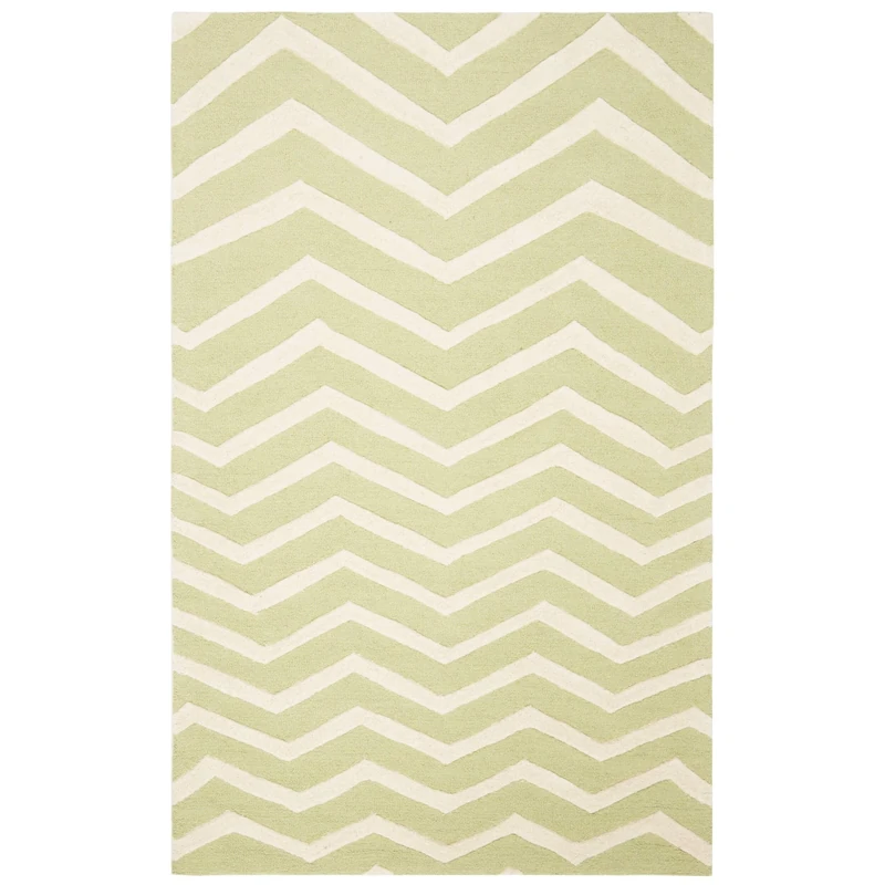 Safavieh Contemporary Indoor Hand Tufted Rectangle Area Rug, Cambridge Collection, CAM714, in Green / Ivory, 91 X 152 cm for Living Room, Bedroom or Any Indoor Space