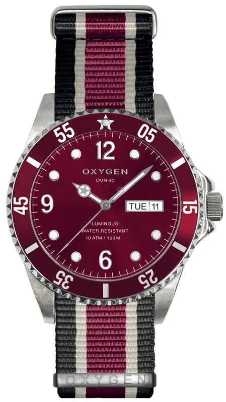 Oxygen Grape 40 Unisex Quartz Watch with Red Dial Analogue Display and Multicolour Nylon Strap EX-D-GRA-40-NN-BLIVPL