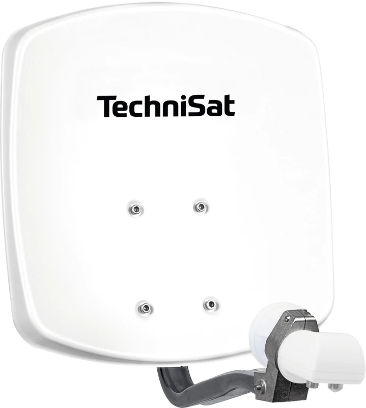 TechniSat DIGIDISH 33 - Satellite Dish for 2 Participants (33 cm Compact Satellite System - Complete Kit with Wall Mount and Universal Twin LNB) White Polar