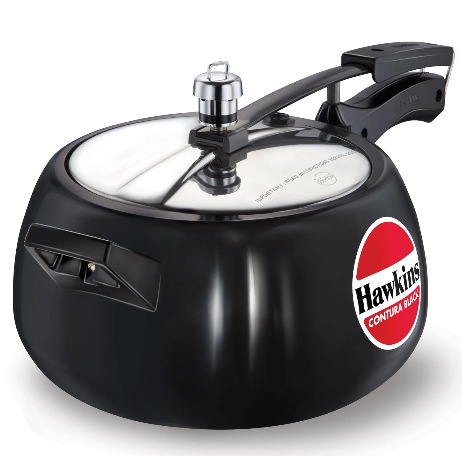 Hawkins Contura Black 5 Litre Pressure Cooker, Hard Anodised Cooker, Handi Cooker, Black (CB50)