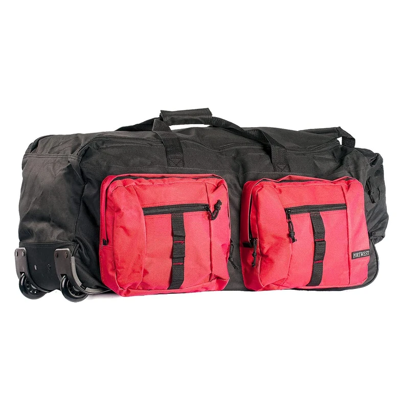 Portwest Multi-Pocket Travel Bag, Color:Black/Red, Size:L73cm x W33cm x H29cm, B908BKR - Image 1