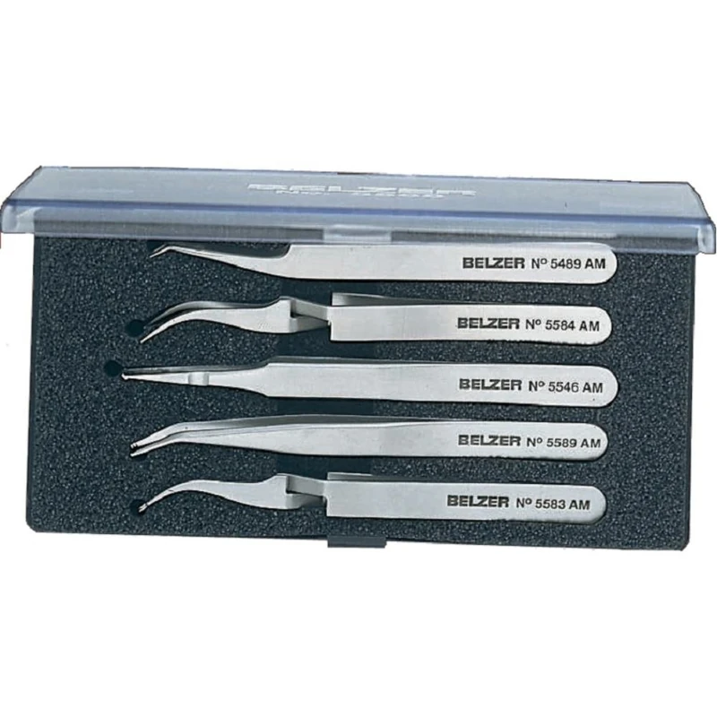 Bahco 5568/5 SMD Tweezers Set 5 Pieces of Stainless Steel, Silver