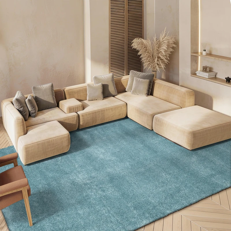 Safavieh Shaggy Indoor Woven Rectangle Area Rug, Milan Shag Collection, SG180, in Aqua Blue, 183 X 274 cm for Living Room, Bedroom or Any Indoor Space