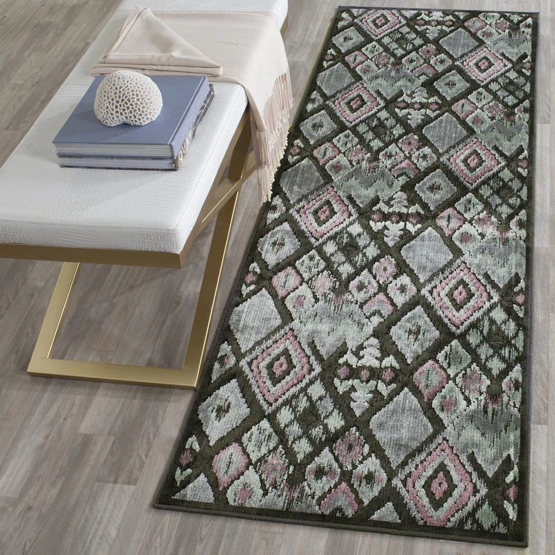 Safavieh Transitional Indoor Woven Rectangle Area Rug, Paradise Collection, PAR114, in Charcoal / Multi, 74 X 229 cm for Living Room, Bedroom or Any Indoor Space