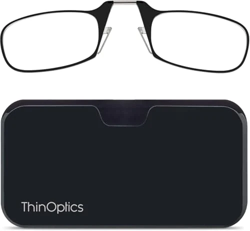 ThinOptics Low Strength Reading Glasses +1.50 with Black Pod Case, Black , 1.50, 1.0 Count