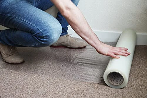 Kenley Self Adhesive Carpet Floor Stairs Protection Film - Heavy Duty Puncture & Water Resistant - 60cm x 100m Roll