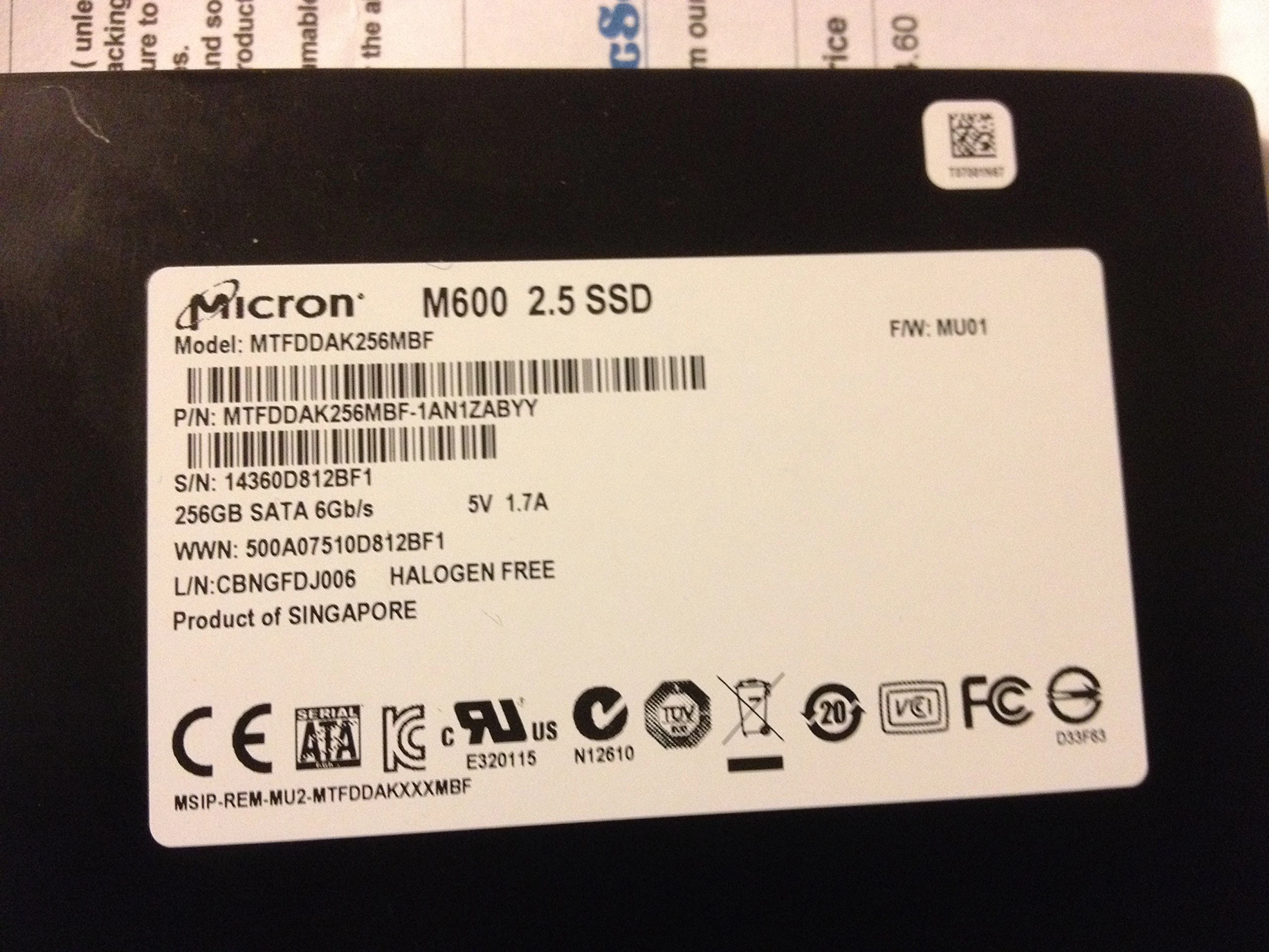Micron M600 256 GB 256 GB – Solid Hard Drive (Serial ATA III, MLC, 256-bit AES, 0 – 70 °C, -40 – 85 °C)