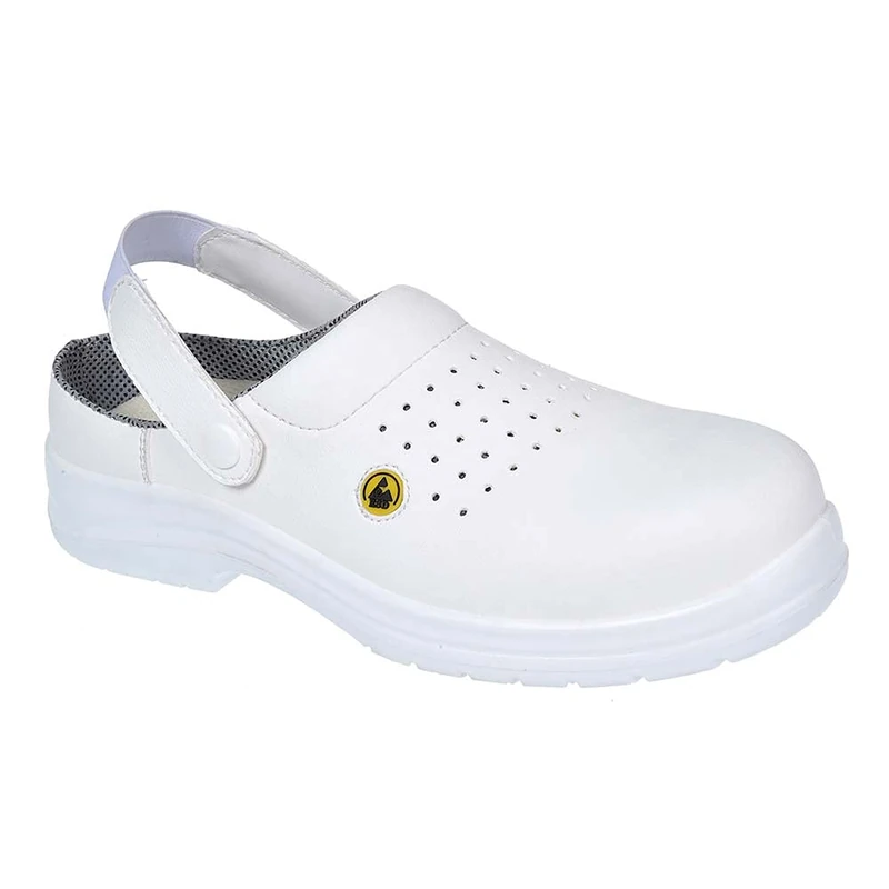 Portwest Portwest Compositelite ESD Perforated Safety Clog SB AE, Size: 46, Colour: White, FC03WHR46