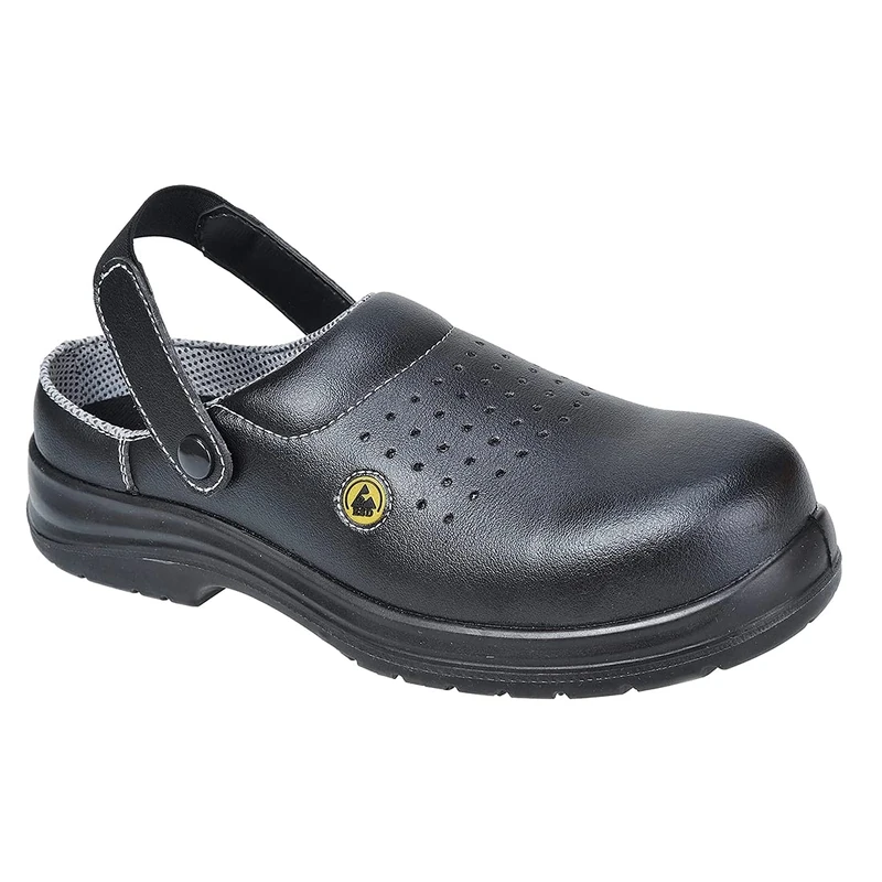 Portwest Compositelite ESD Perforated Safety Clog SB AE, Color: Black, Size: 45, FC03BKR45