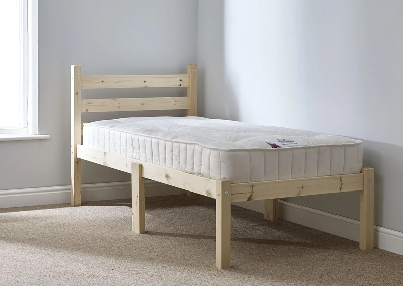 STRICTLY BEDS&BUNKS Somerset Pine Bed Frame including Sprung Mattress (20 cm), 3ft Single