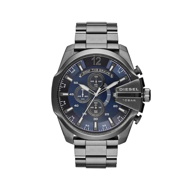 Diesel Watch for Men Mega Chief, Chronograph Movement, 51 mm Gunmetal Stainless Steel Case with a Stainless Steel Strap, DZ4329