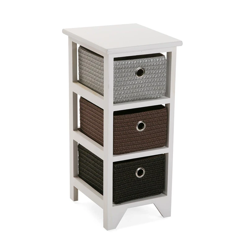 Versa Lingbo Bathroom Side Cabinet, Drawer with 3 Drawers for Organizing, Modern and Fun Storage, Measurements (H x L x W) 56 x 30 x 25 cm, Wood and Plastic, White