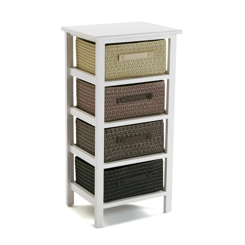 Versa Gavle Bathroom Cabinet, Chest of Drawers for Organising, Modern Storage, Chest of Drawers with 4 Drawers for Organizing, Dimensions (H x W x L) 73 x 28 x 37 cm, Wood and Polyester, Colour: Brown