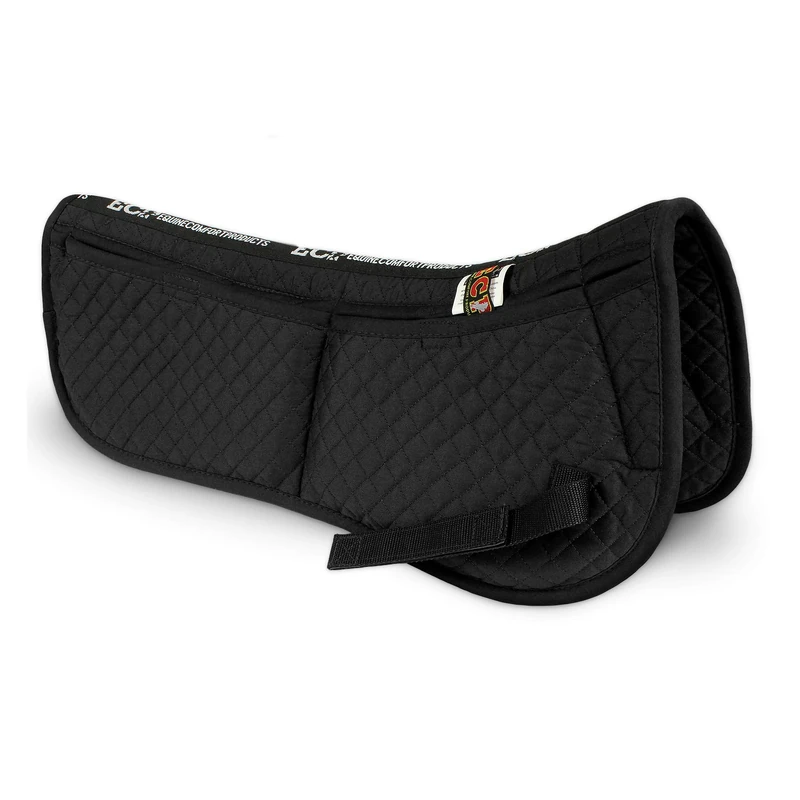 ECP Cotton Correction Half Saddle Pad - Memory Foam Pockets - Black