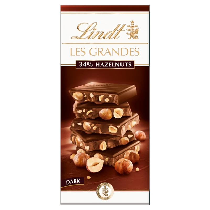 Lindt Les Grandes Dark Chocolate Hazelnut Bar, 150g (Pack of 13)