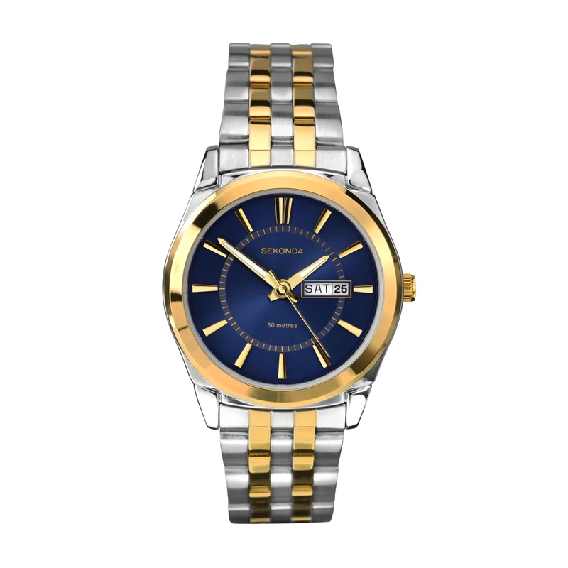Sekonda Men's Quartz Watch with Blue Dial Analogue Display and Silver Stainless Steel Bracelet 1032.27