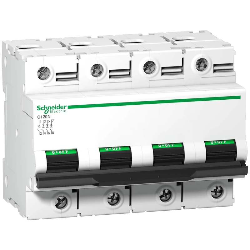 Dropper a9 N18391 °C120 N Miniature Circuit Breaker D Curve, 4P, 32 mm x 73 mm Height x 108 mm, 80 A, 10KA Power Depth Of Cut, White