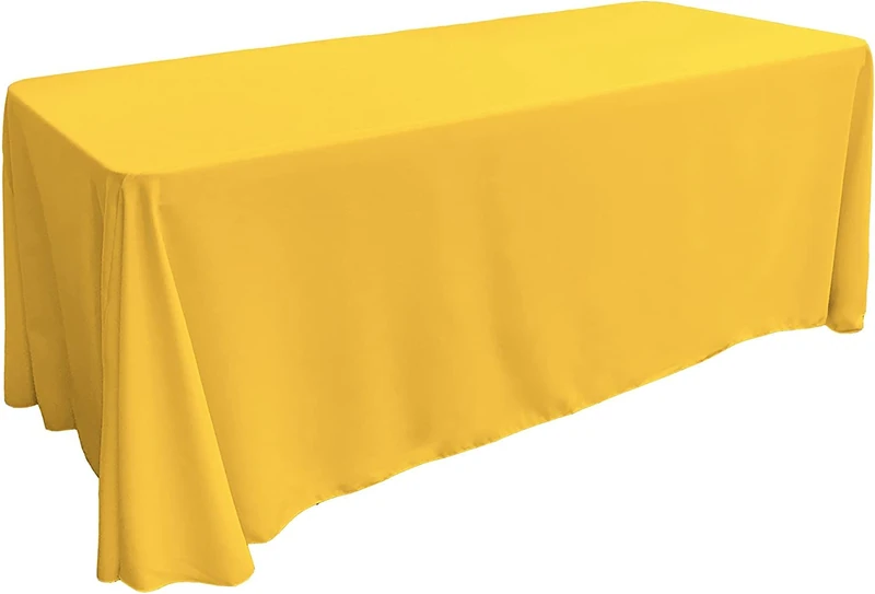 LA Linen Poplin Rectangular Tablecloth, Polyester, Dark Yellow, 90 x 132-Inch