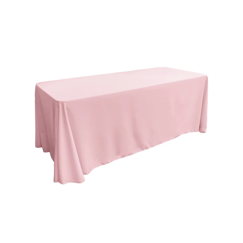 LA Linen Poplin Rectangular Tablecloth, Polyester, Light Pink, 90 x 132-Inch