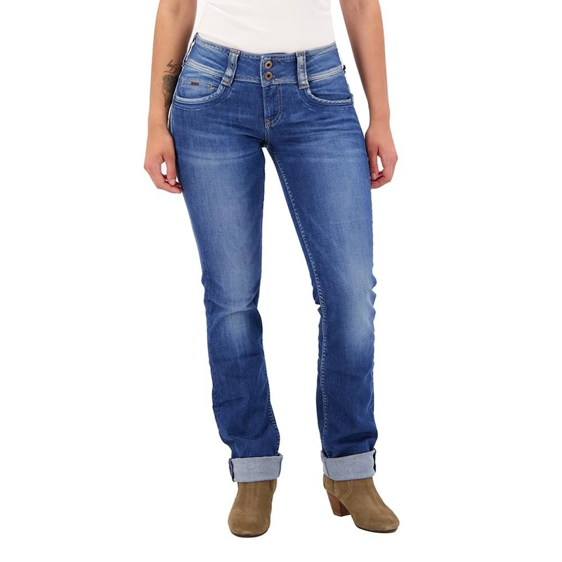 Pepe Jeans Gen Women's Jeans Regular Fit Mid Waist Royal Dark, Blue (Denim-d45), 29W / 34L
