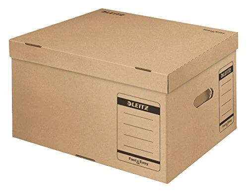 Leitz Fast and Easy Archive Container - Large, Natural Brown, Pack of 10