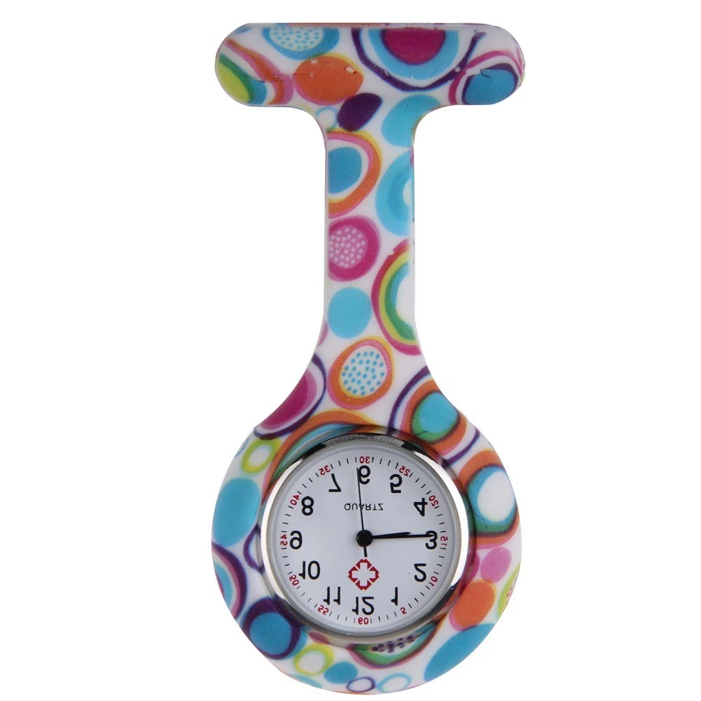 Boolavard Nurses Fashion Coloured Patterned Silicon Rubber Fob Watches - Colourful Bubbles