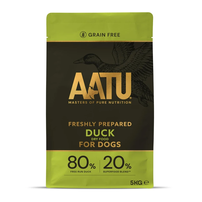 AATU 80/20 Complete Dry Dog Food, Duck 5kg - Dry Food Alternative to Raw Feeding, High Protein. No Nasties, No Fillers. (Packaging may vary).