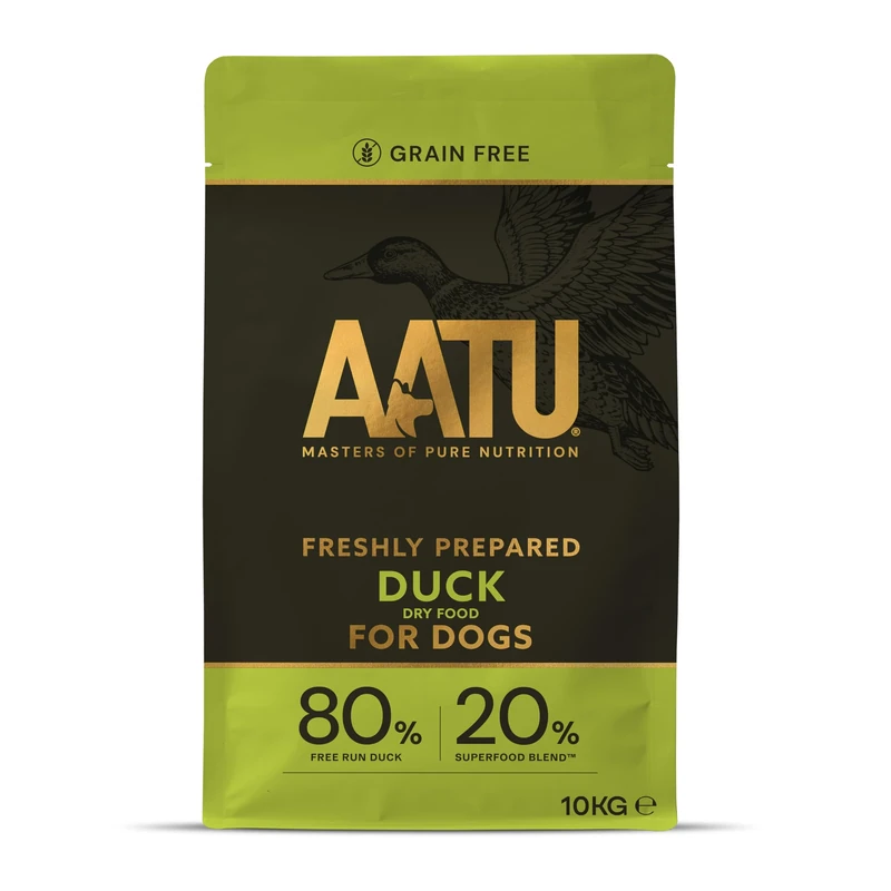 AATU 80/20 Complete Dry Dog Food, Duck 10kg - Dry Food Alternative to Raw Feeding, High Protein. No Nasties, No Fillers. (Packaging may vary).