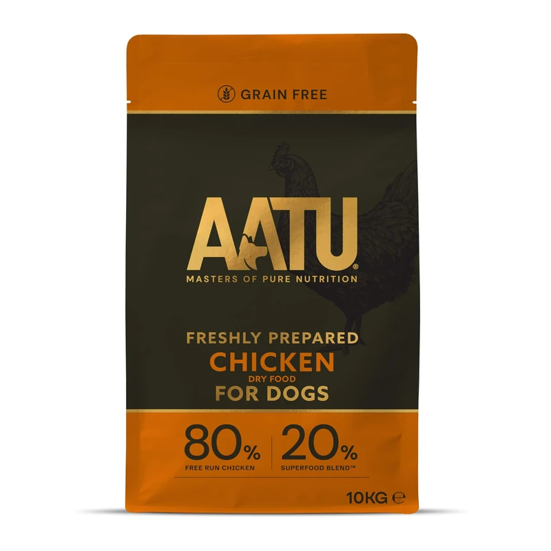 AATU 80/20 Complete Dry Dog Food, Chicken 10kg - Dry Food Alternative to Raw Feeding, High Protein. No Nasties, No Fillers. (Packaging may vary).