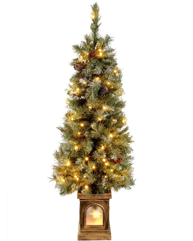 WeRChristmas Pre-Lit Scandinavian Blue Spruce Christmas Tree with 80 Warm White LED Lights, 4 feet/1.2 m - Green - Image 1