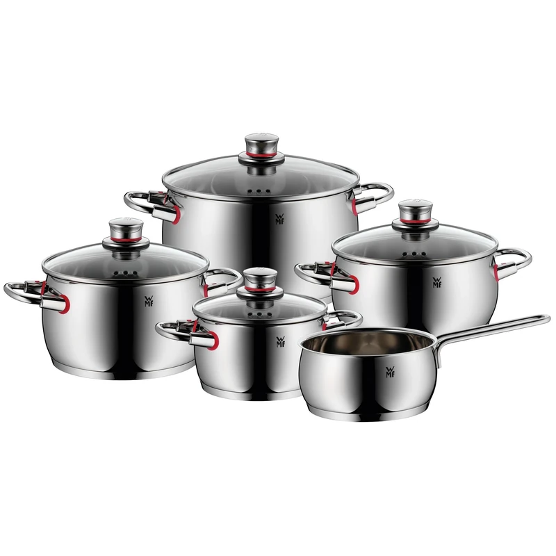 WMF 774156380 Quality One Steam Vent Cromargan Pot Set, Silver, 5-Piece