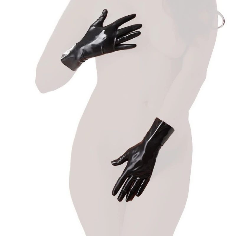 Rimba Erotic Fashion Gloves Short Latex Black Size M - Image 1