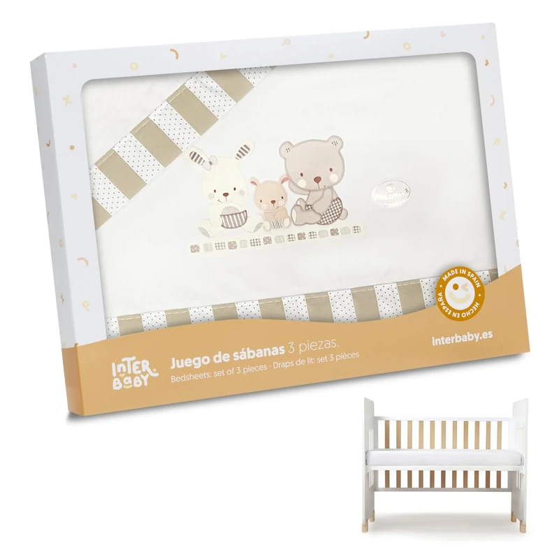 INTERBABY - Love Cot Sheet Set Beige